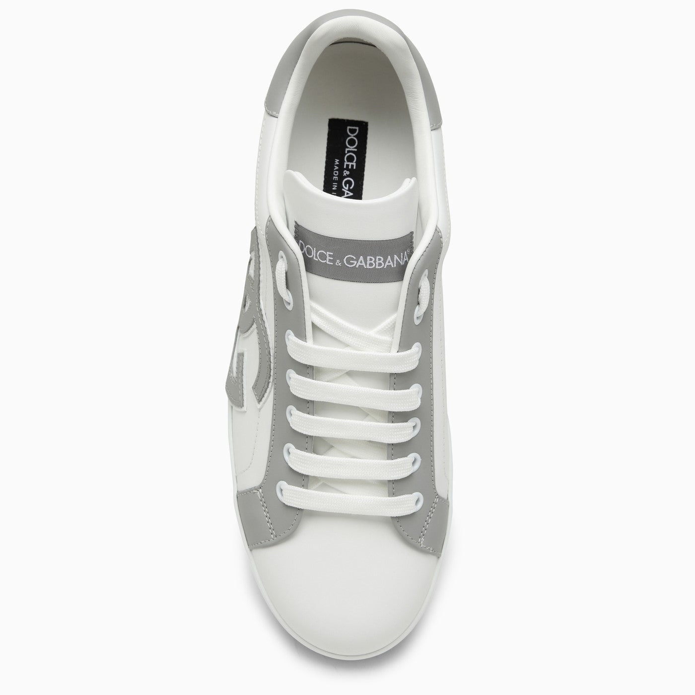 Dolce&amp;Gabbana Portofino White/Grey Leather Trainer