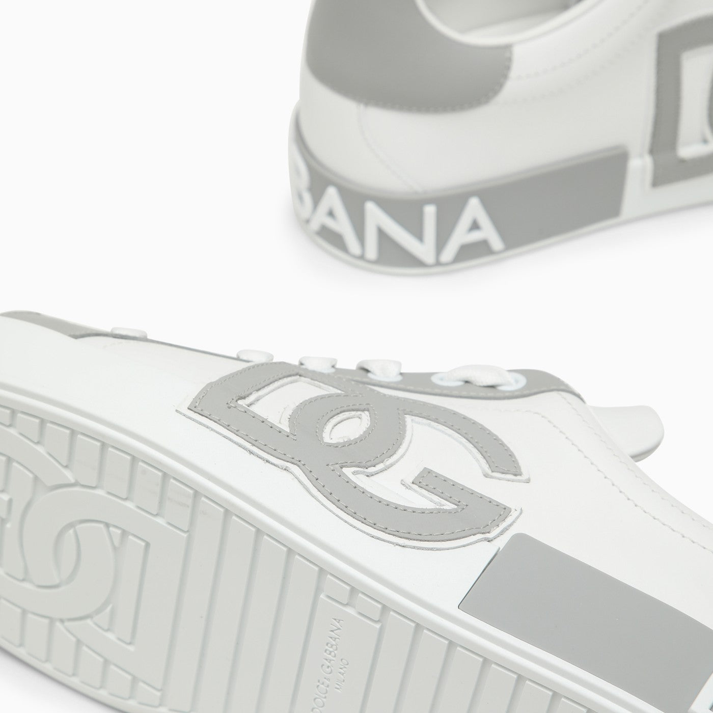 Dolce&amp;Gabbana Portofino White/Grey Leather Trainer