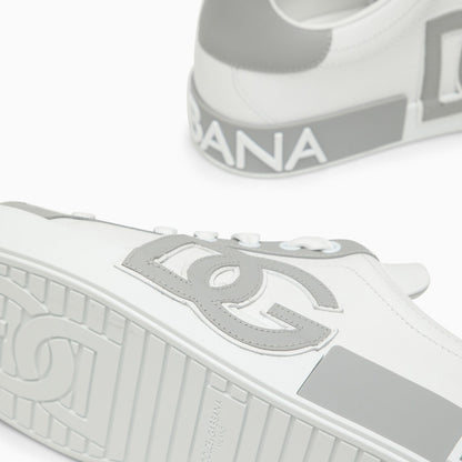 Dolce&amp;Gabbana Portofino White/Grey Leather Trainer