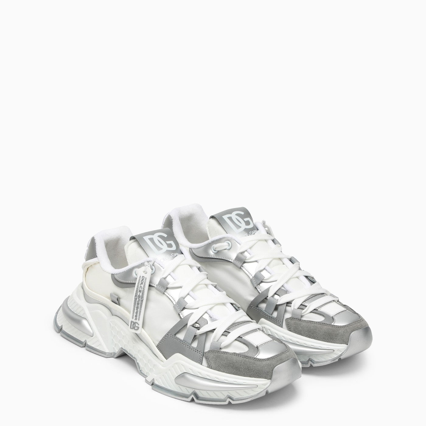 Dolce&amp;Gabbana Air Master Silver/White Fabric Sneaker