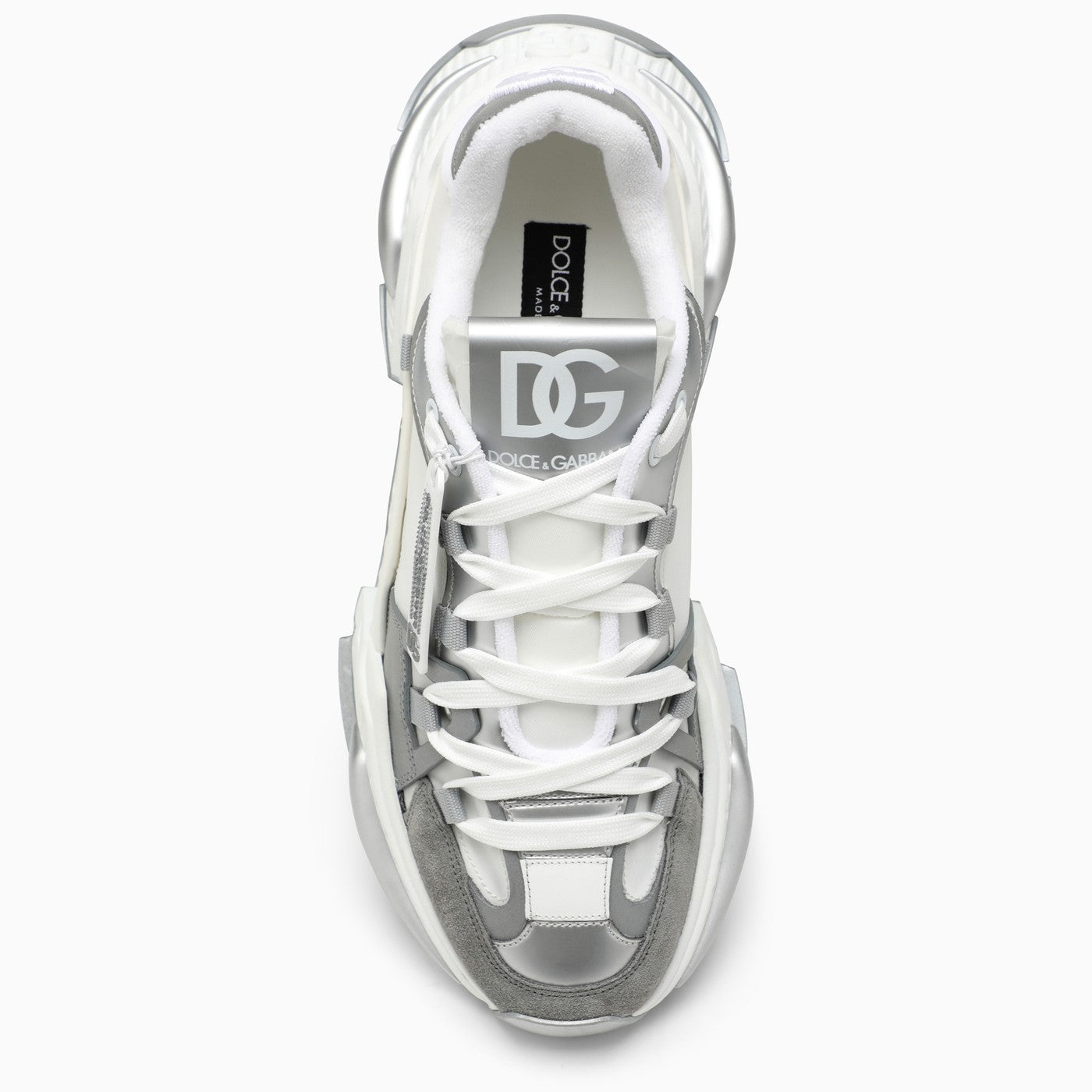 Dolce&amp;Gabbana Air Master Silver/White Fabric Sneaker