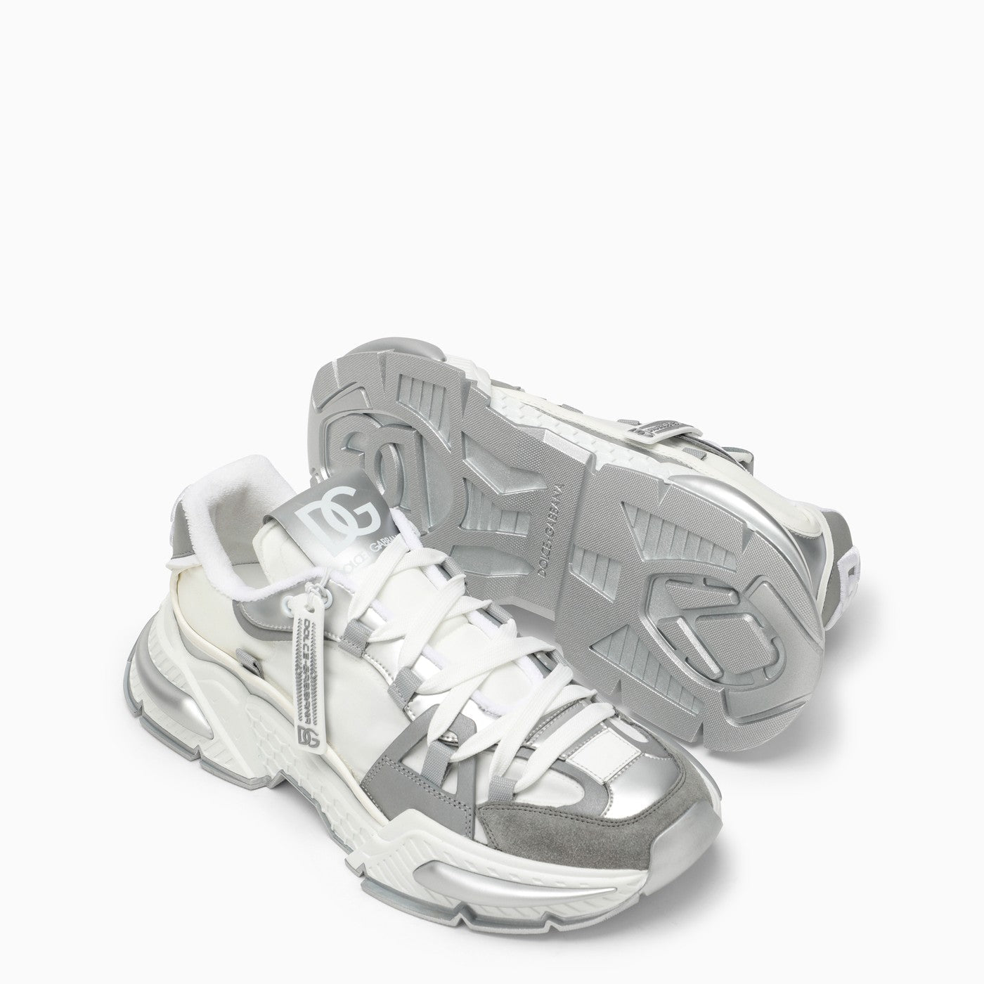 Dolce&amp;Gabbana Air Master Silver/White Fabric Sneaker