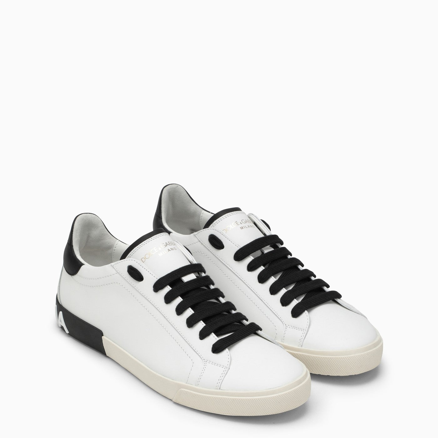 Dolce &amp; Gabbana Portofino Vintage White/Black Leather Trainer