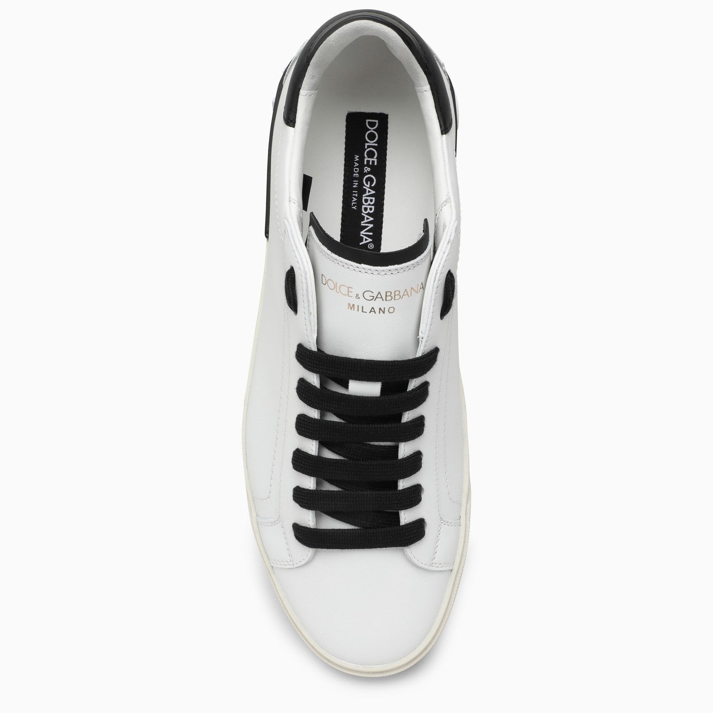 Dolce &amp; Gabbana Portofino Vintage White/Black Leather Trainer