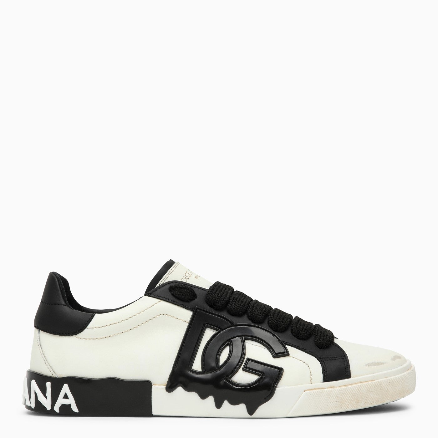 Dolce&amp;Gabbana Portofino Vintage White/Black Leather Trainer