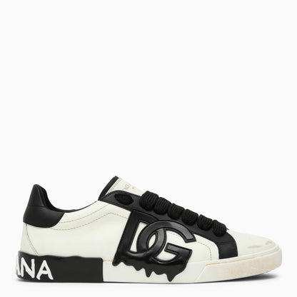 Dolce&amp;Gabbana Portofino Vintage White/Black Leather Trainer