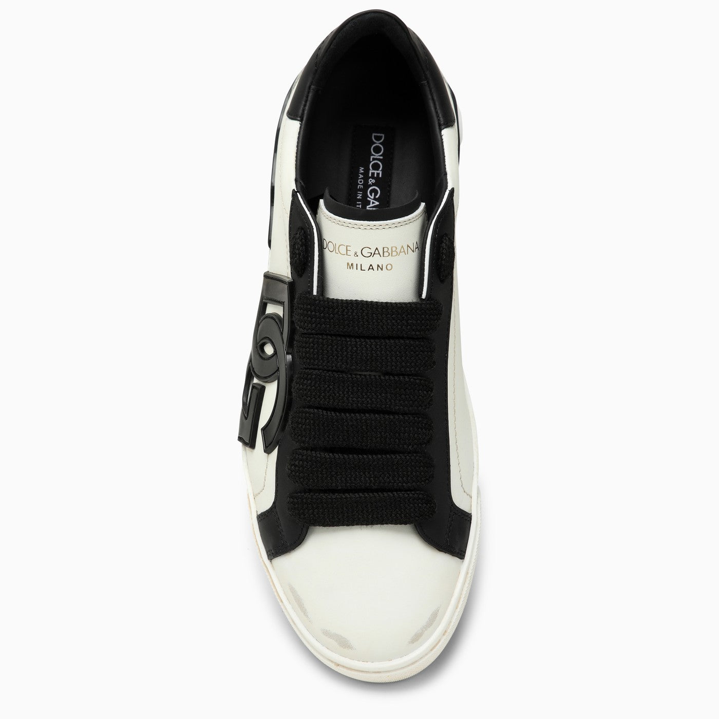 Dolce&amp;Gabbana Portofino Vintage White/Black Leather Trainer