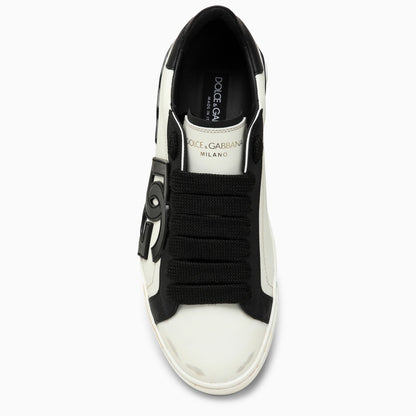 Dolce&amp;Gabbana Portofino Vintage White/Black Leather Trainer
