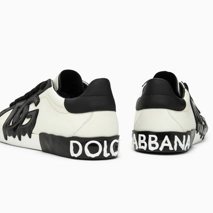Dolce&amp;Gabbana Portofino Vintage White/Black Leather Trainer