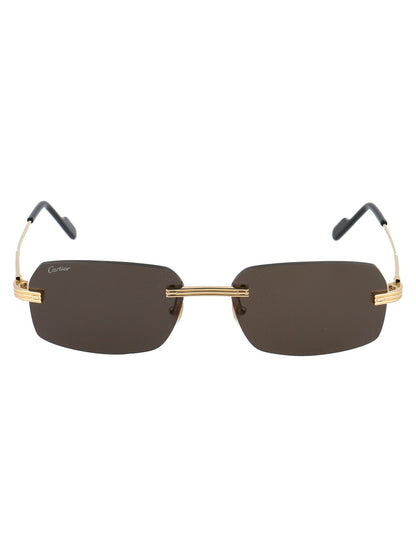 CARTIER Sleek Gold Metal Sunglasses for Men