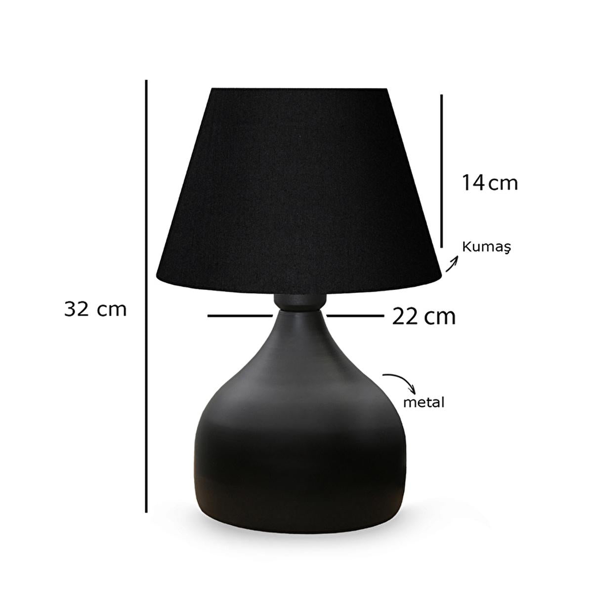 Homing Milano Metal Body Black Fabric Shade Table Lamp - Modern Home Decor Lighting with Adjustable Cord