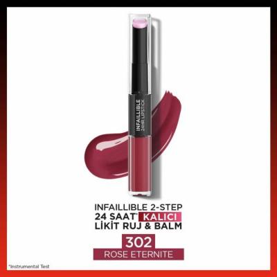 Loreal Paris Infaillible 2-Step Long-Lasting Lip Color &amp; Moisturizing Balm - 302 Rose Eternite