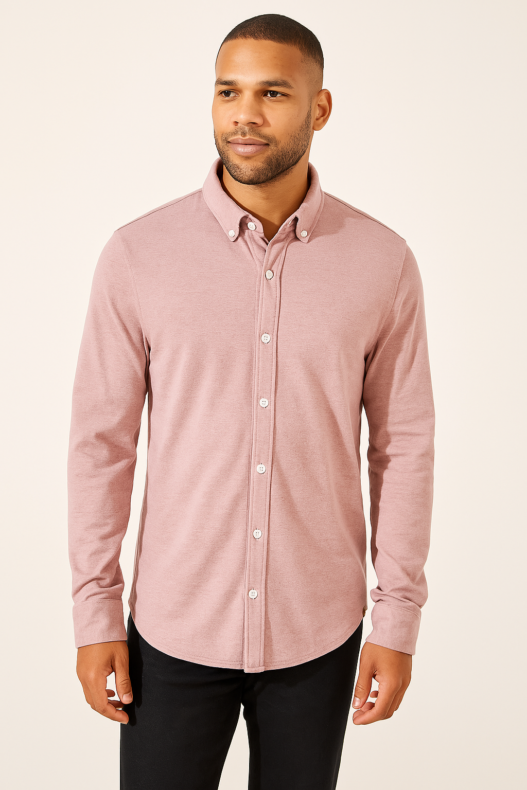 Threads 4 Thought Mens Mika Pique Button-Down Shirt in Heather Lilac, M