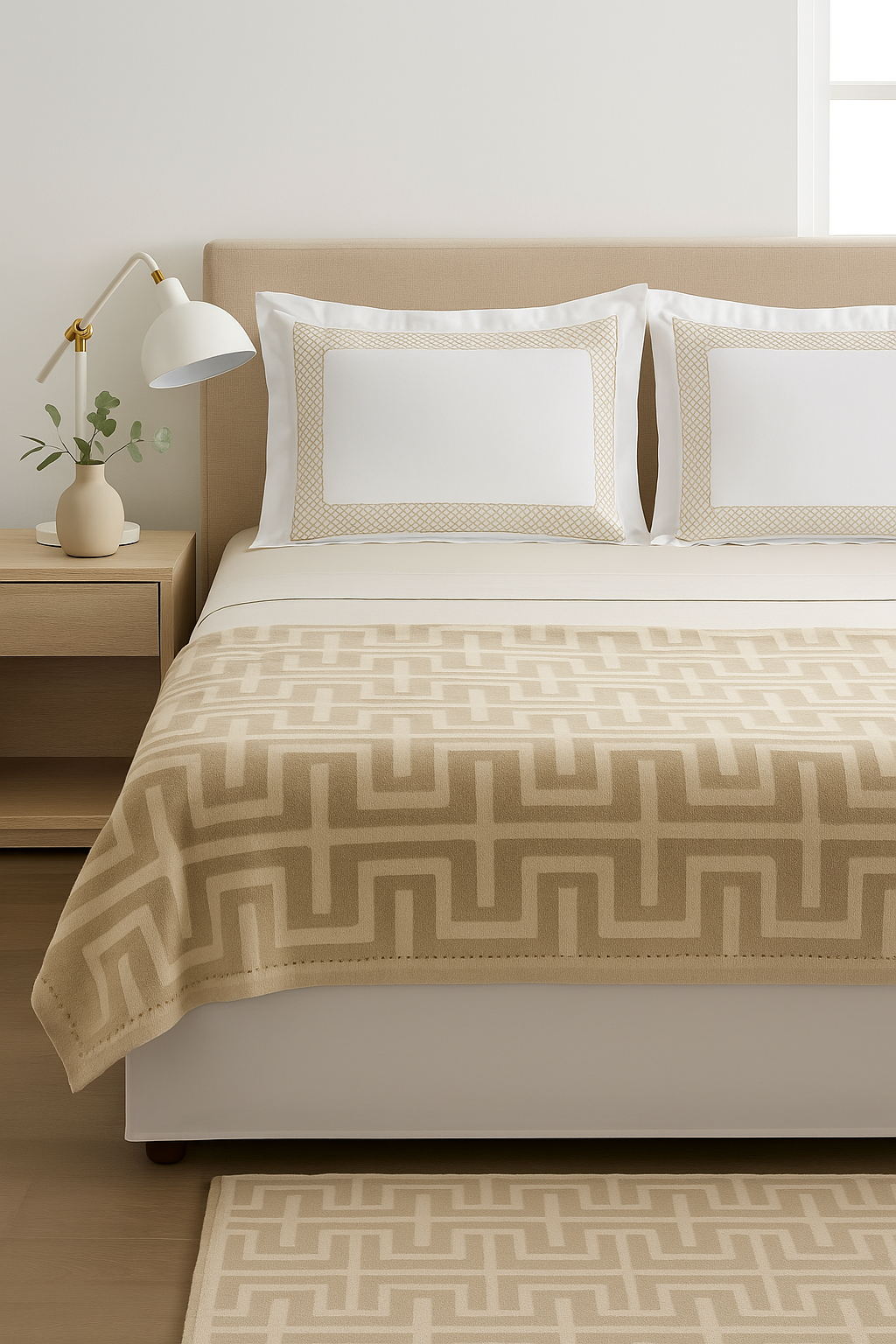 Hudson Park Collection Lambswool/Cashmere Interlocking Jacquard Throw