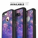 Ezra Colorful Nebula skin kit for iPhone OtterBox cases, featuring vibrant, galaxy-inspired design on a protective phone cover.