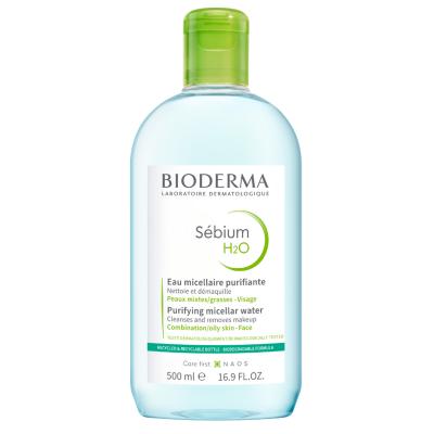 Bioderma Sebium H2O Micellar Water for Oily and Acne-Prone Skin - Gentle Makeup Remover &amp; Cleanser, Dermatologically Tested, 16.91 fl oz