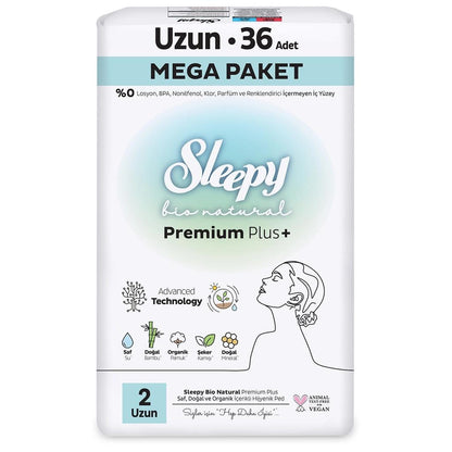 Sleepy Bio Natural Premium Plus Size 2 Pads 36 Count