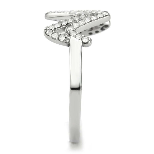 No plating stainless steel ring with clear AAA grade CZ center stone
