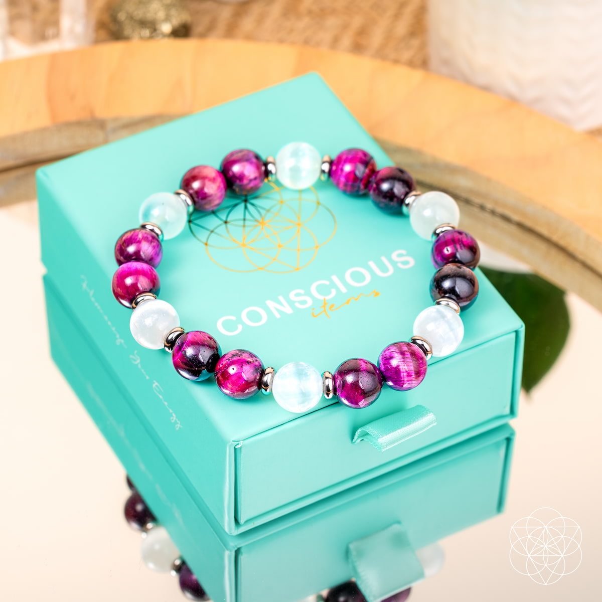 Shape Your Future – Pink Galaxy Tiger’s Eye Bracelet