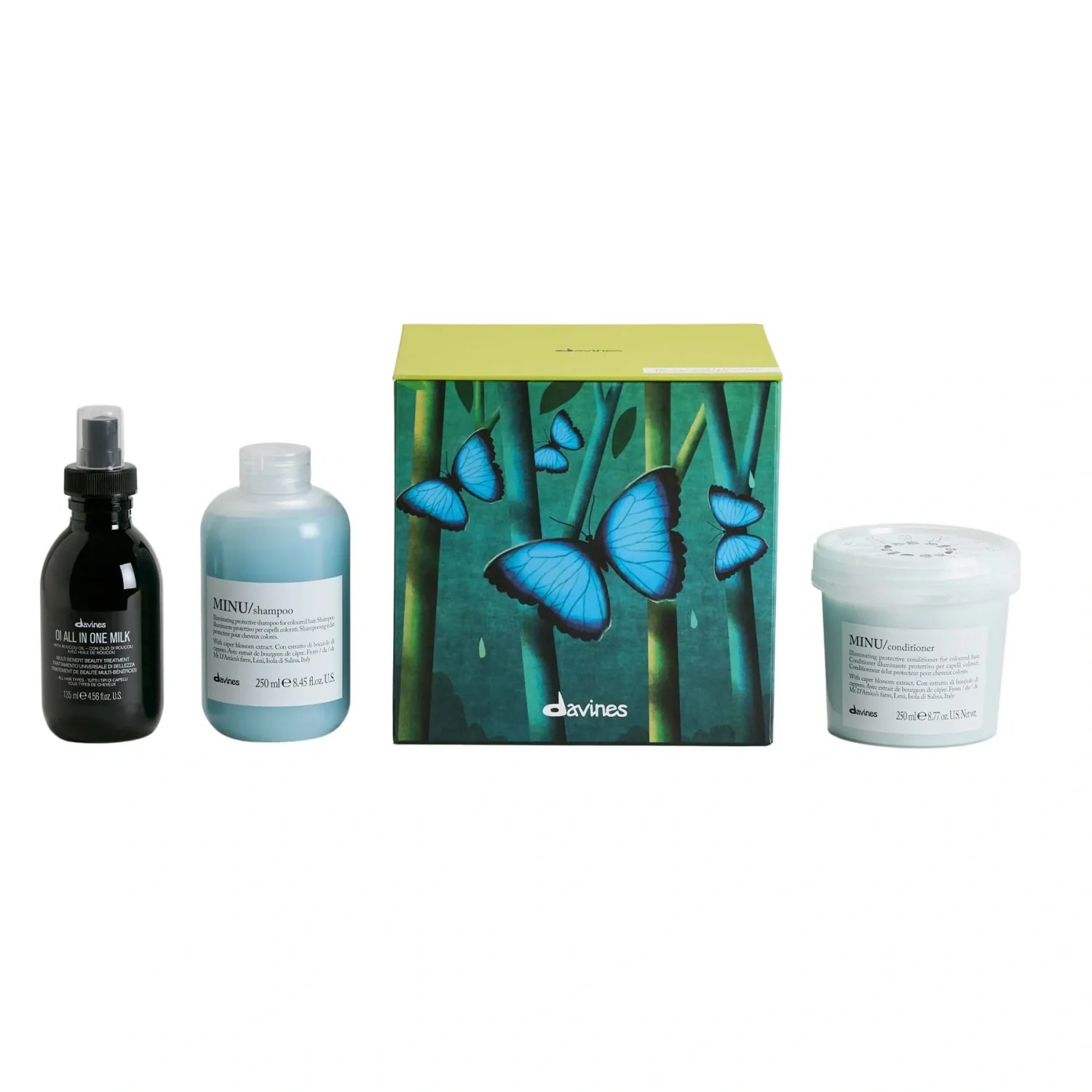 Davines MINU + OI Gift Set: MINU Shampoo &amp; Conditioner 8.5 Oz + OI All in One Milk 4.6 Oz