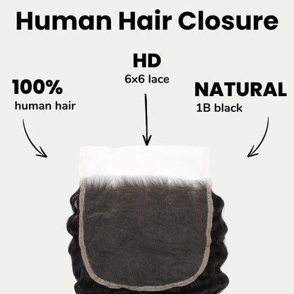 Deep Wave 6x6 HD Lace Human Hair Closure