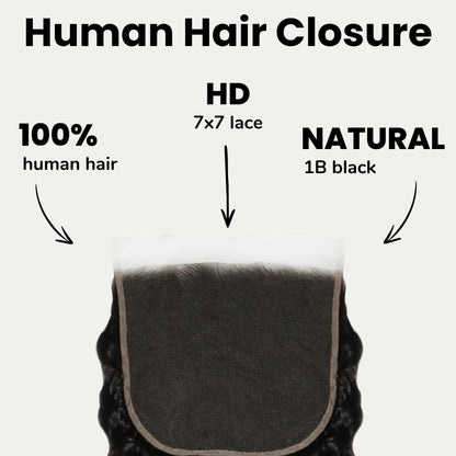 Deep Wave 7x7 HD Lace Human Hair Closure