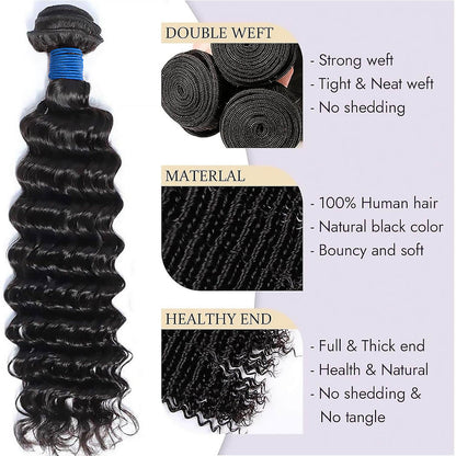 Deep Wave Brazilian Virgin Hair Bundles Natural Movement Natural Color 10-30 Inch - Stariahair