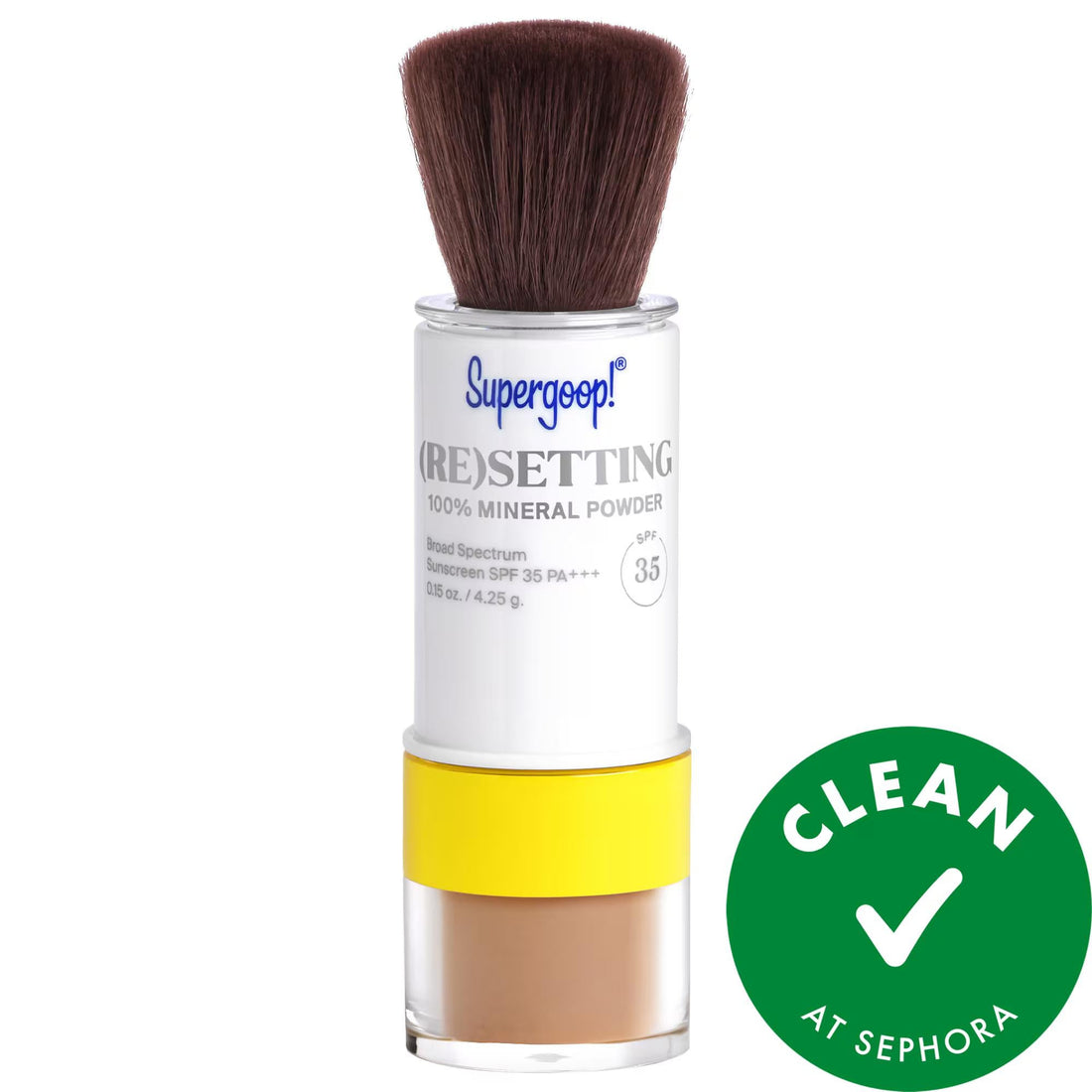 (Re)setting Powder SPF 35: 100% Mineral Face Sunscreen Powder - Matte Finish, Portable Brush, Broad Spectrum Protection for Oily &amp; Combination Skin, Clean &amp; Cruelty-Free