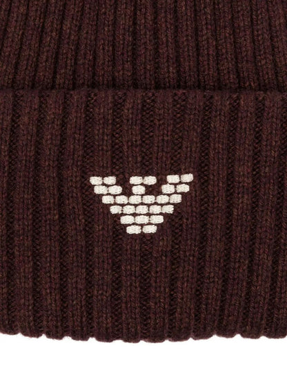 EMPORIO ARMANI Ribbed Wool Beanie Hat for Men - Essential Cold Weather Accessory