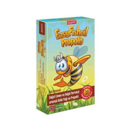 EasyFishoil - Omega 3 for Children, Chewable Jelly Tablets with Propolis &amp; Vitamin A