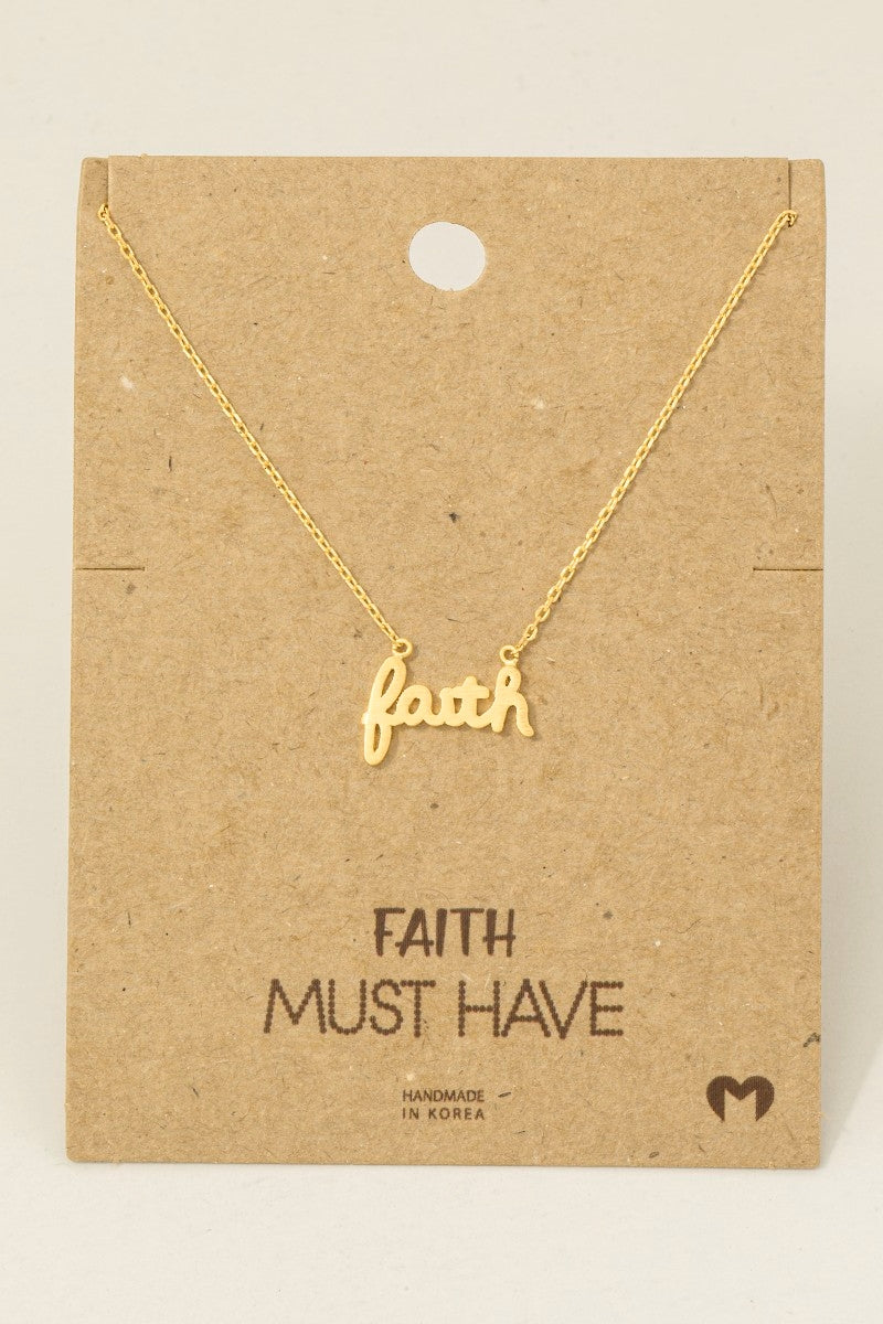 Handwritten Faith Pendant Necklace