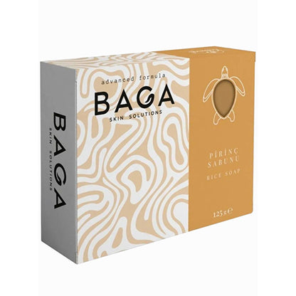 Baga Rice Soap - Natural Skin Brightening &amp; Hair Nourishing Soap with Rice Extract &amp; Vitamin B - Gentle Cleanser for Radiant Skin, 125g