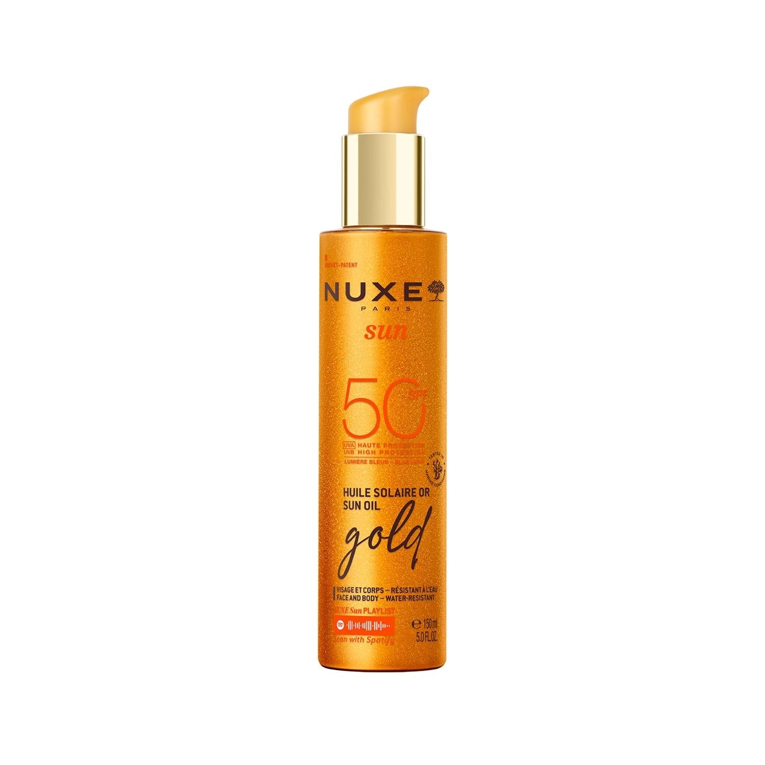Nuxe Sun SPF50 Golden Shimmer Sunscreen Oil: Protect &amp; Glow, Face &amp; Body (150ml)