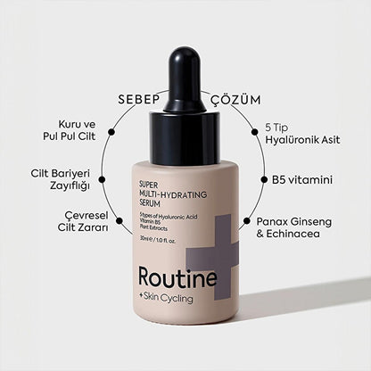 Routine+ Hyaluronic Acid Serum with Vitamin B5 - 24 Hour Deep Hydration, Vegan &amp; Cruelty-Free Skincare