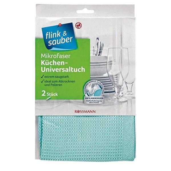 Flink &amp; Sauber Microfiber Cleaning Cloth - Effective Multi-Surface Cleaning Solution for Kitchen &amp; Home, 2-Pack