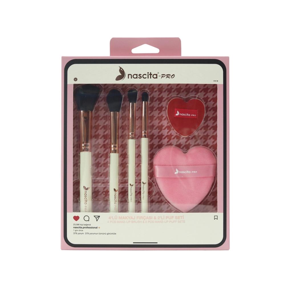 Nascita 4-Piece Makeup Brush &amp; 2-Piece Puff Set