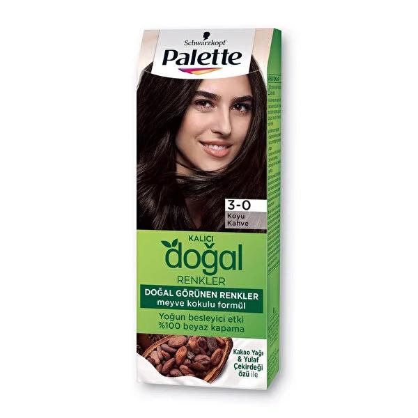 Palette Natural Colors 3-0 Dark Brown Hair Dye: Natural-Looking Color, Argan Oil Shine &amp; Softness