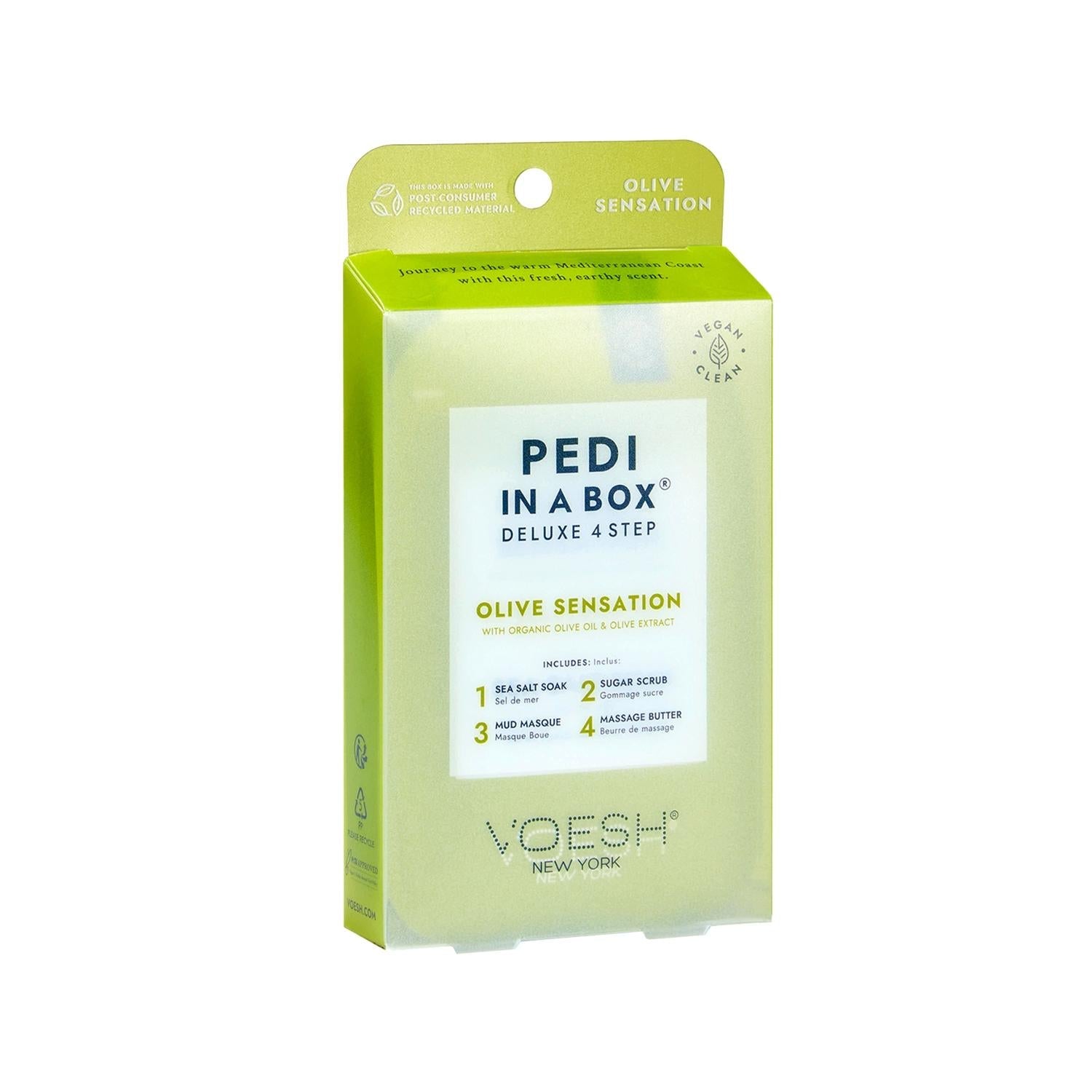 Voesh New York Deluxe Pedicure Set - 4-Step At-Home Pedicure Kit with Olive Extract