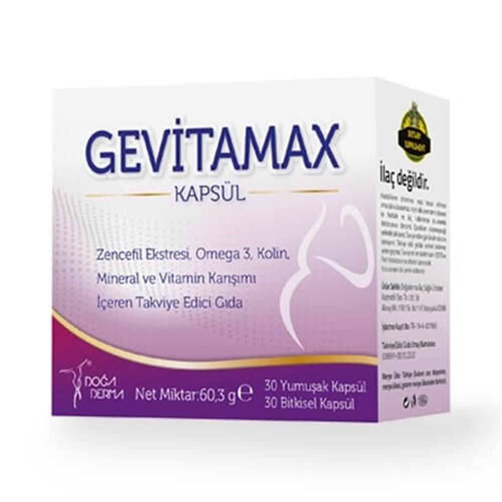 Gevitamax Dietary Supplement Capsules - Ginger Extract, Omega-3, Choline, Multivitamin &amp; Mineral Supplement