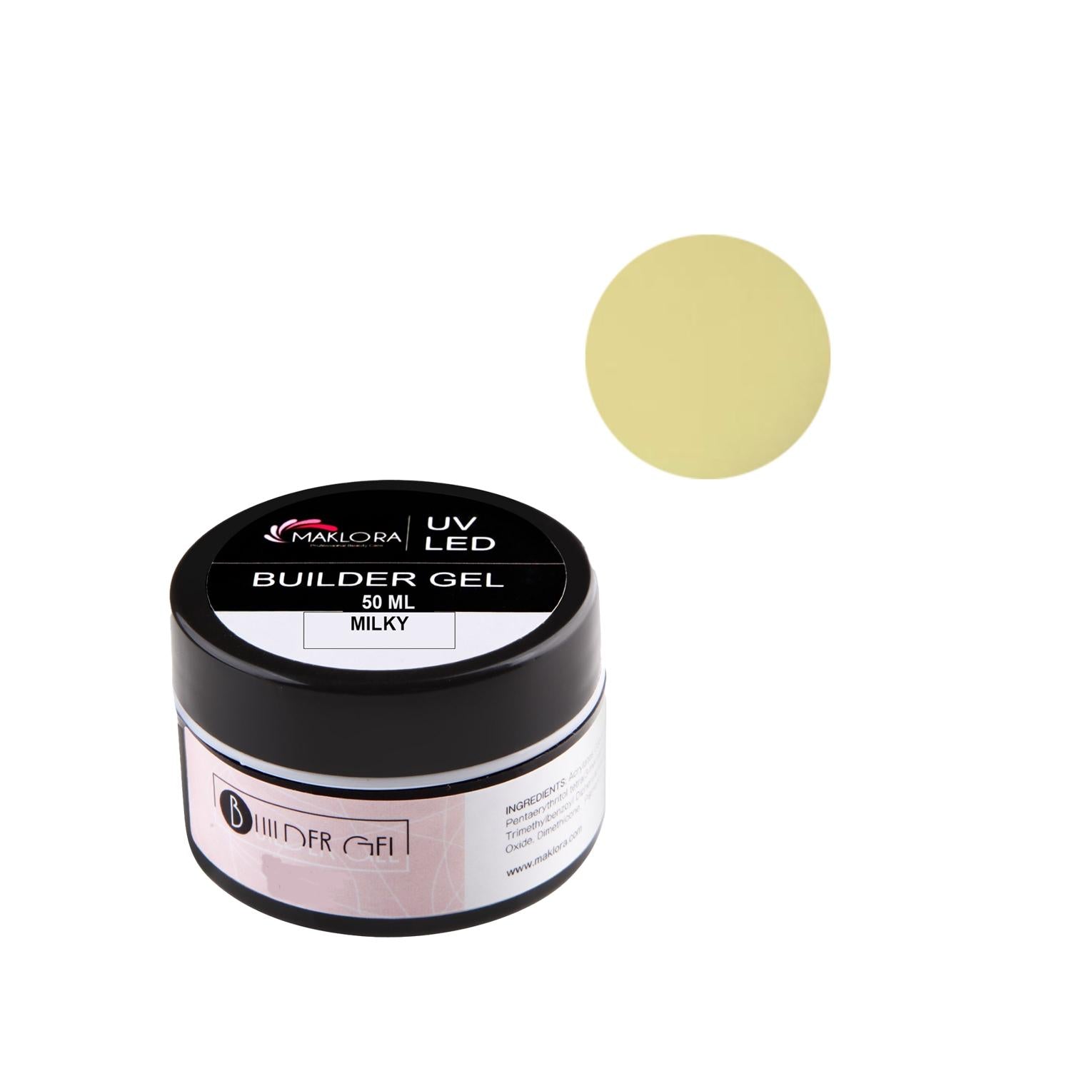 Maklora Builder Gel Milky Nail Extension Gel 50 ml - Premium Nail Enhancement Gel for Nail Art &amp; Care