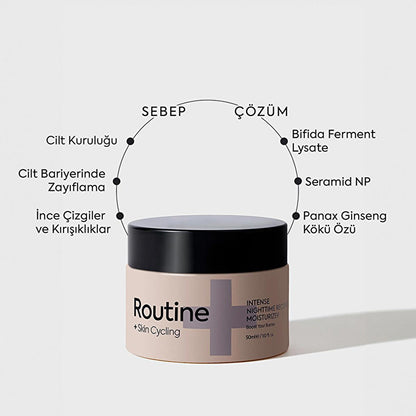 Routine+ Nighttime Recovery Moisturizer Cream - Hydrating, Vegan, Anti-Aging Face Cream for Dry, Sensitive Skin
