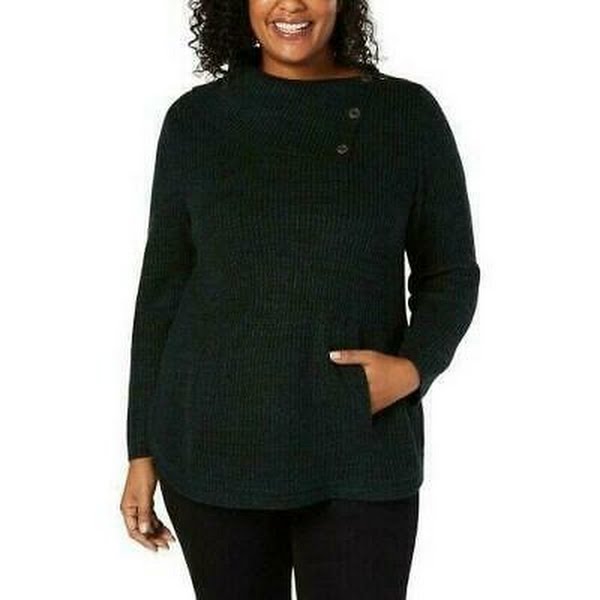 Style &amp; Co. Womens Marled Envelope Neck Pullover Sweater