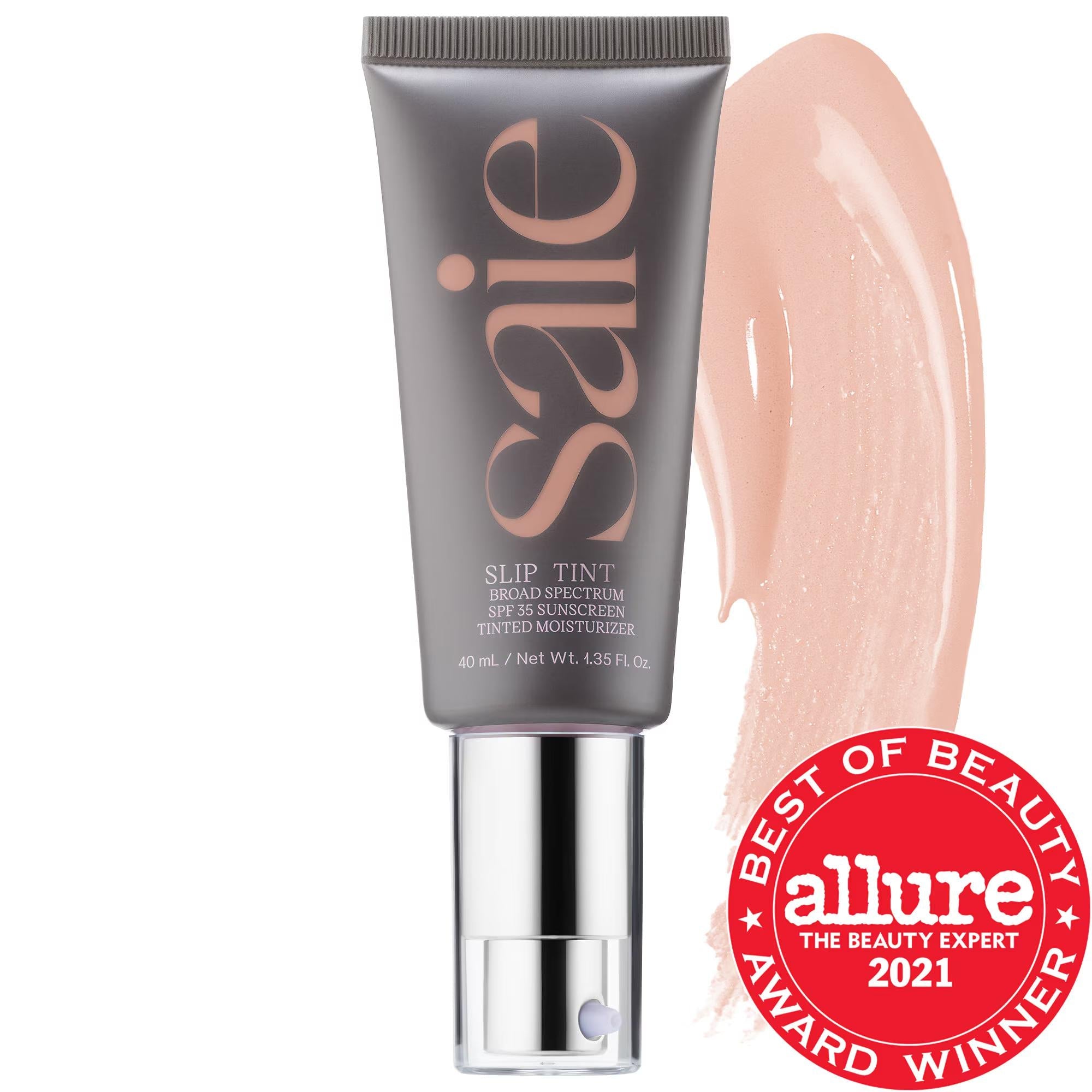 Saie Slip Tint - Lightweight Tinted Moisturizer with Mineral Zinc SPF 35, Hyaluronic Acid &amp; Licorice Root Extract