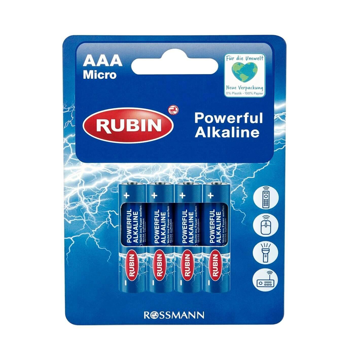 Rubin Alkaline AAA Batteries 1.5V 4-Pack