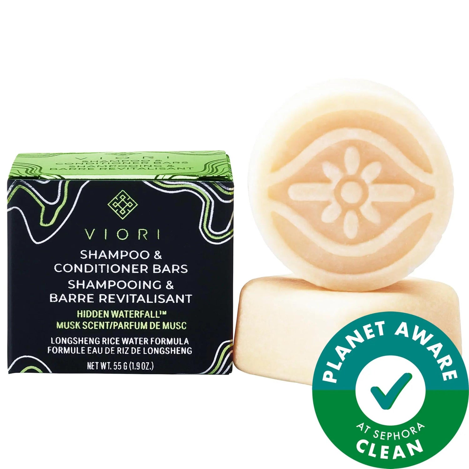 Viori Mini Hidden Waterfall Shampoo &amp; Conditioner Bar Set - Vegan, Cruelty-Free, Moisturizing Hair Care