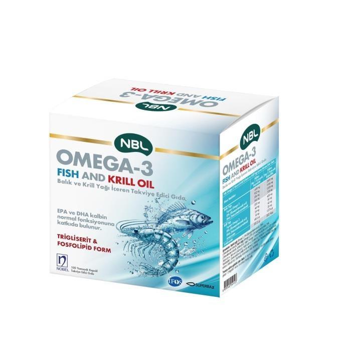 NBL Omega-3 Fish &amp; Krill Oil Dietary Supplement 100 Capsules