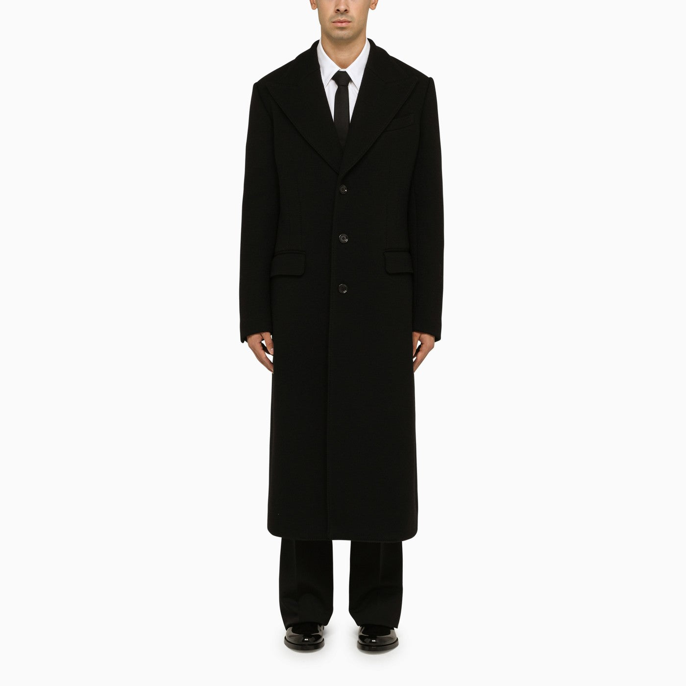 Dolce&amp;Gabbana Black Wool Tailored Coat