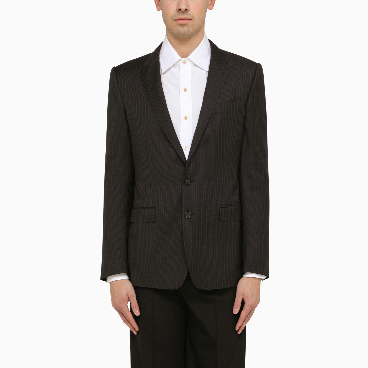 Dolce&amp;Gabbana Dark Grey Single Breasted Pinstripe Jacket