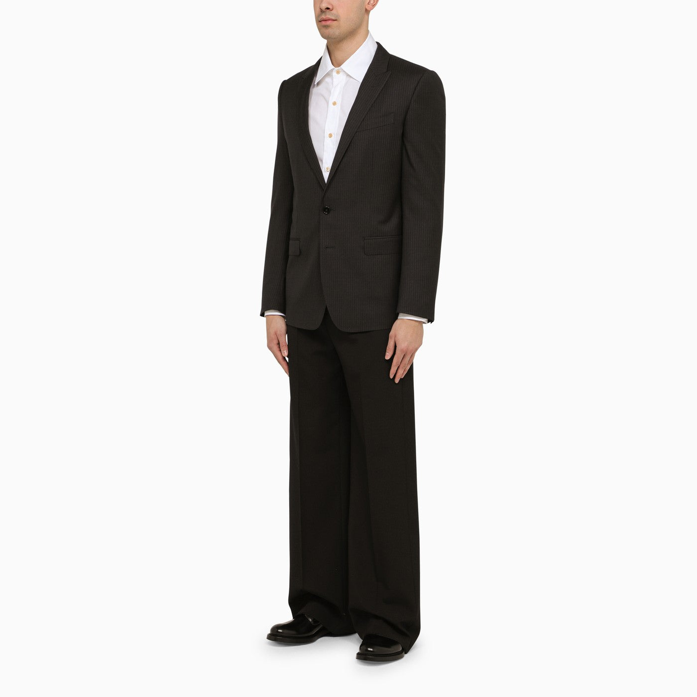 Dolce&amp;Gabbana Dark Grey Single Breasted Pinstripe Jacket
