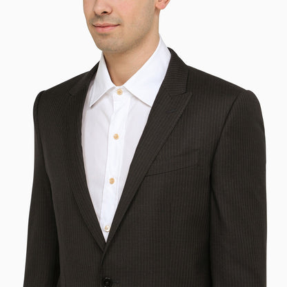 Dolce&amp;Gabbana Dark Grey Single Breasted Pinstripe Jacket